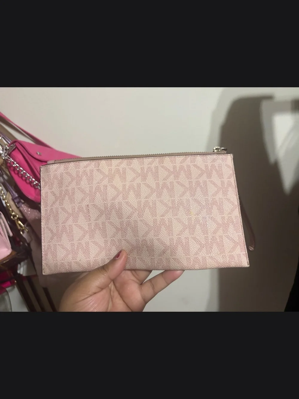Michael Kors Blush Pink Signature Logo Wristlet Clutch